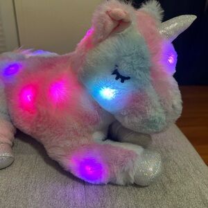 Hopearl Colorful Light-Up stuffed mommy Unicorn Plush w/ 3 baby unicorns